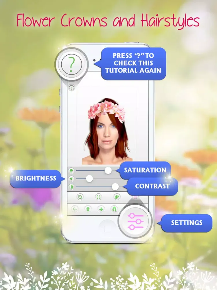 Flower Crowns and Hairstyles: Try on a New Look iPad 应用截图