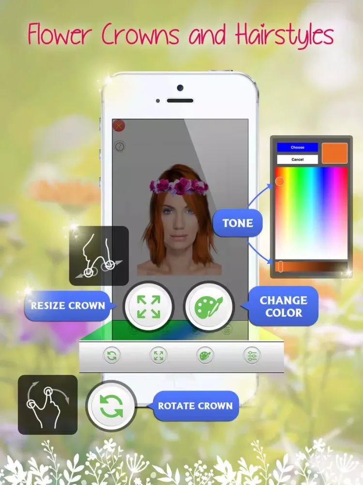 Flower Crowns and Hairstyles: Try on a New Look iPad 应用截图