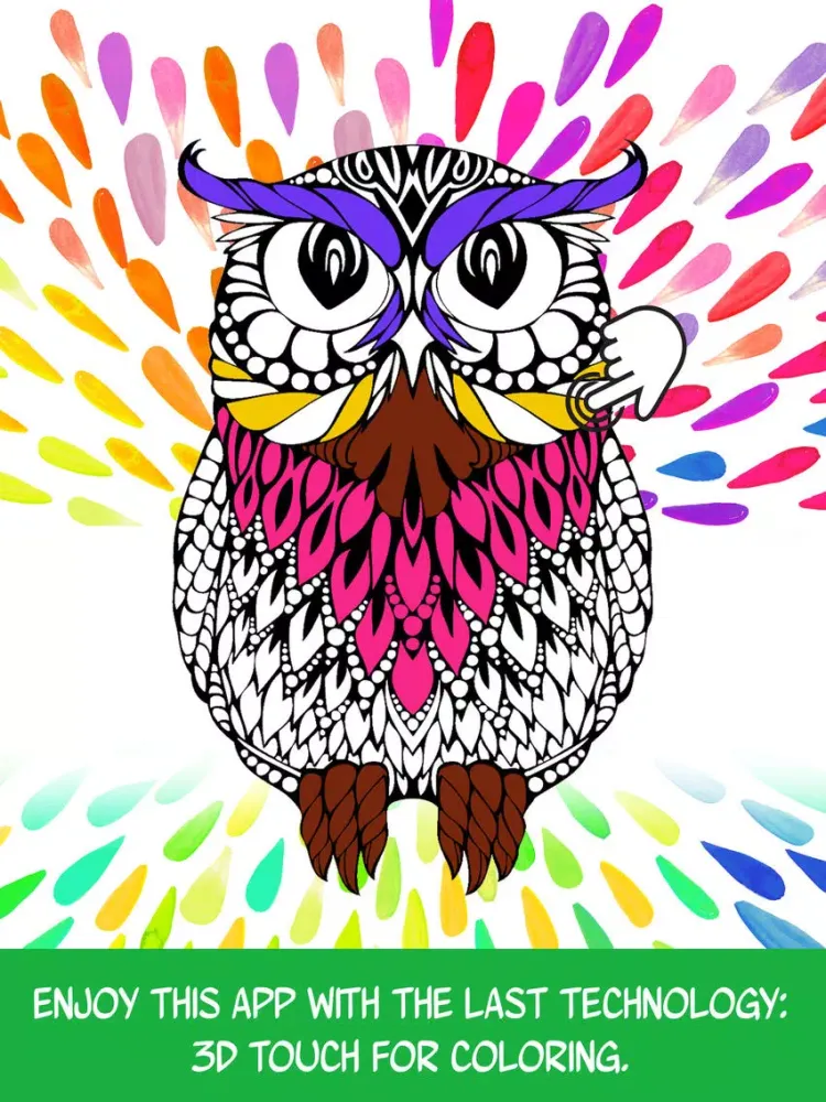 تصاویر Owl: Discover Magic Coloring Pages for Adults iPad 