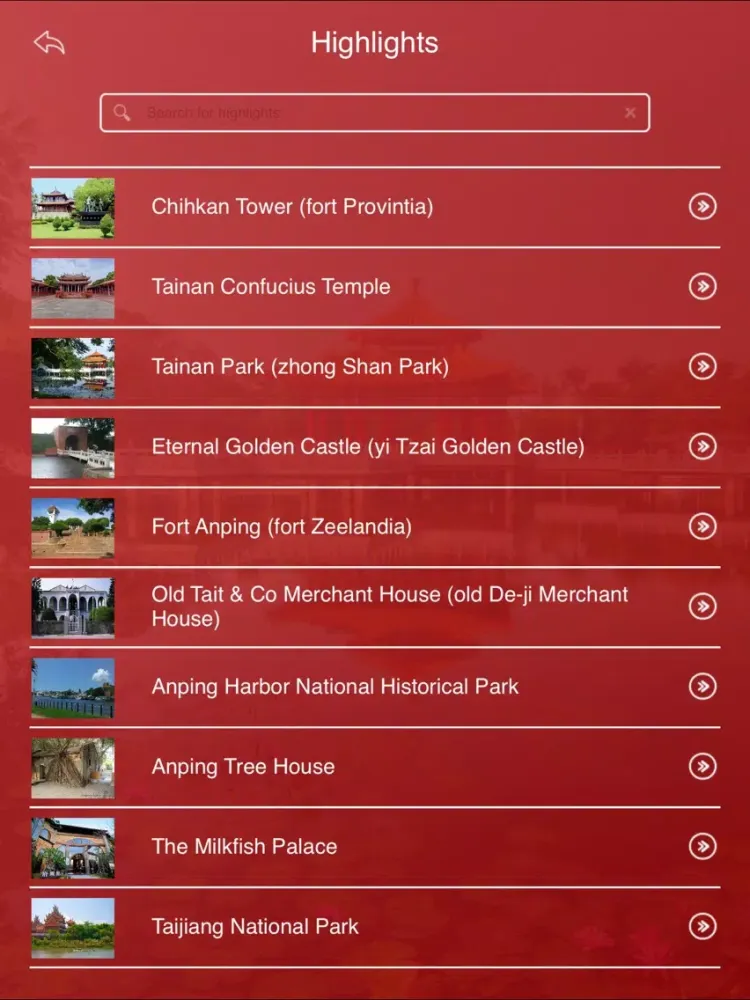 Capturas de tela do Tainan Tourist Guide iPad 