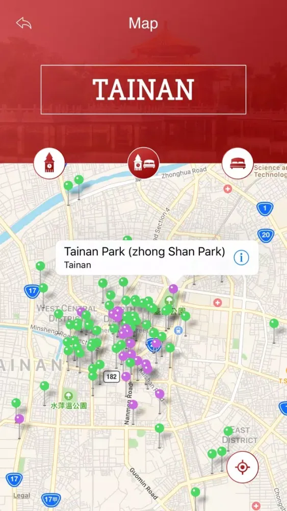 Capturas de tela do Tainan Tourist Guide