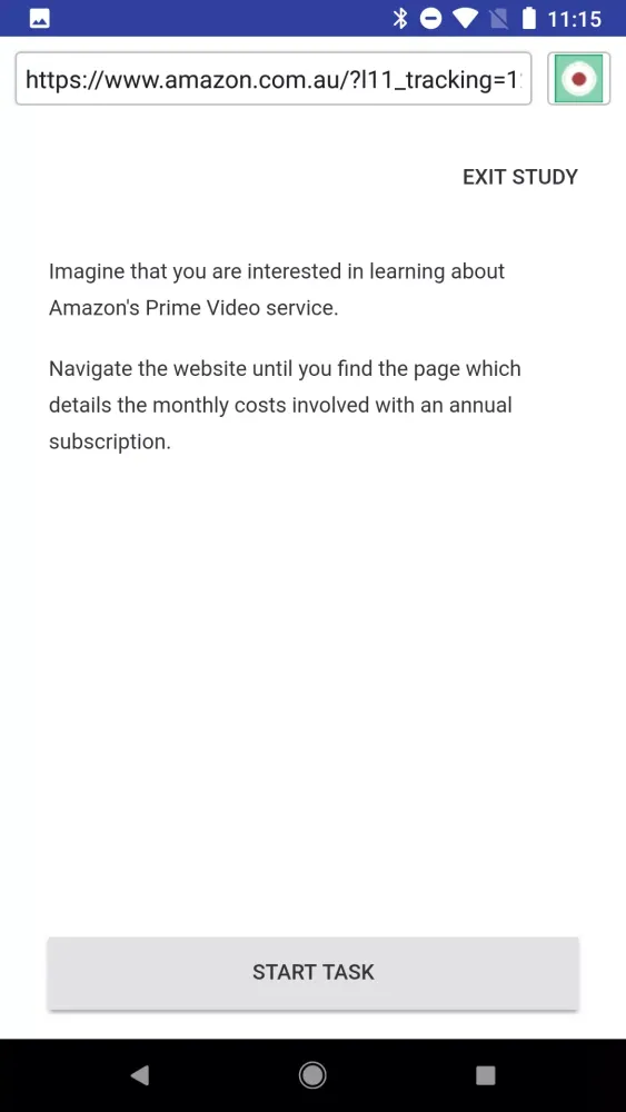 Loop11 User Testing Screenshots