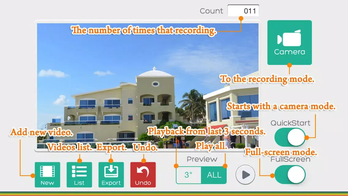 Captures d'écran de QueuingCam (Append recording Camera)