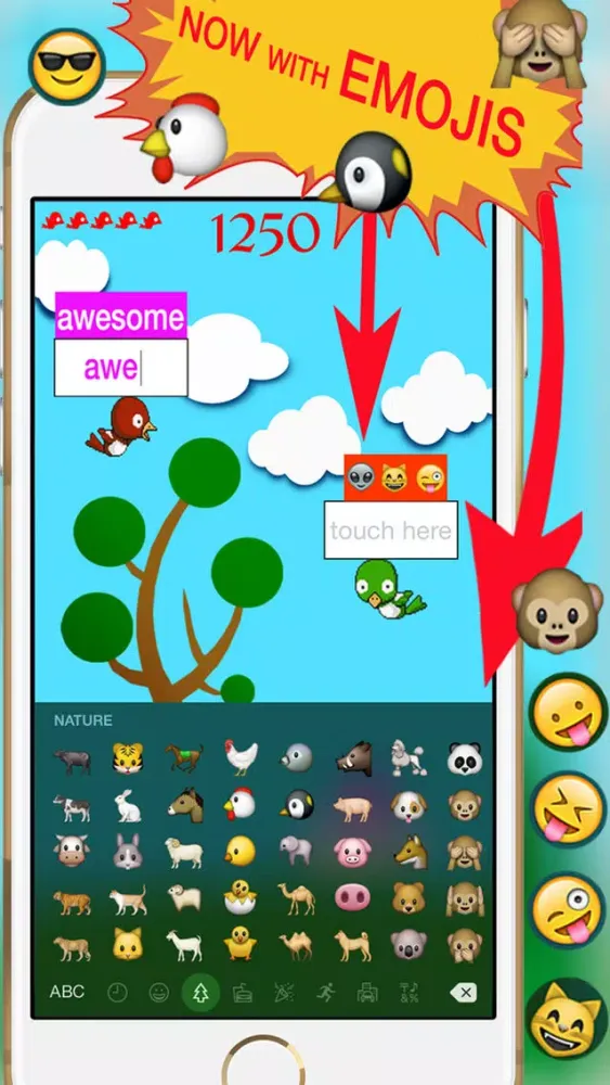Typer Duck - Typing and Emoji Keyboard Game スクリーンショット