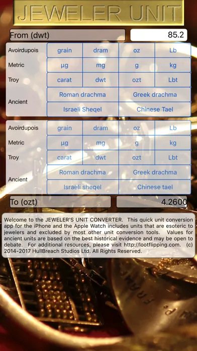 Jeweler's Unit Converter Pro 스크린샷