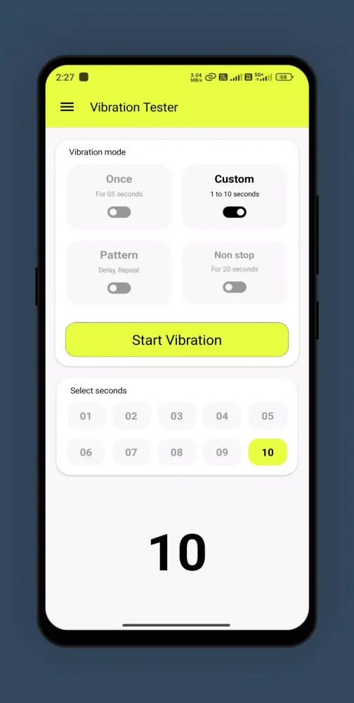 Vibration Tester Ekran Görüntüleri