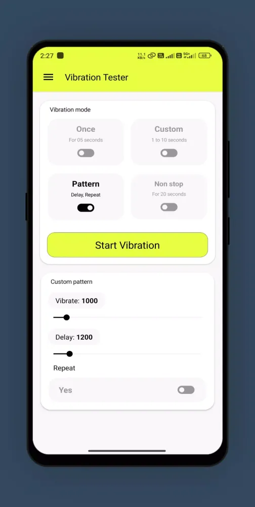 Vibration Tester Ekran Görüntüleri