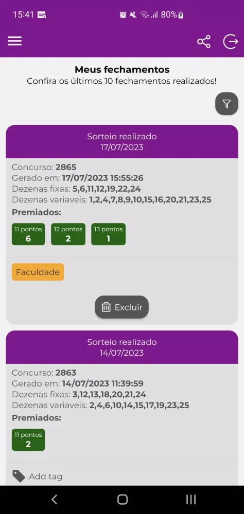 Loto análises fácil Screenshots