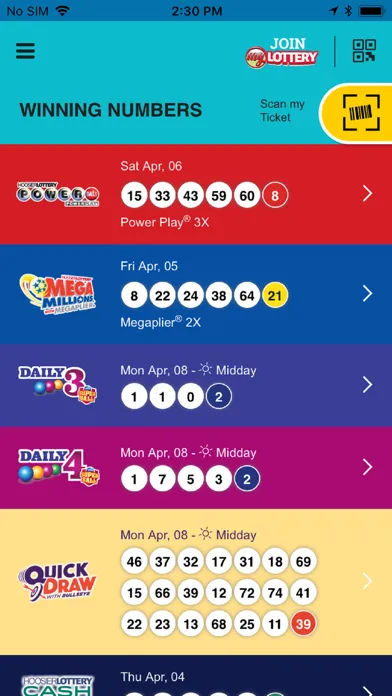 Ảnh chụp màn hình của Hoosier Lottery