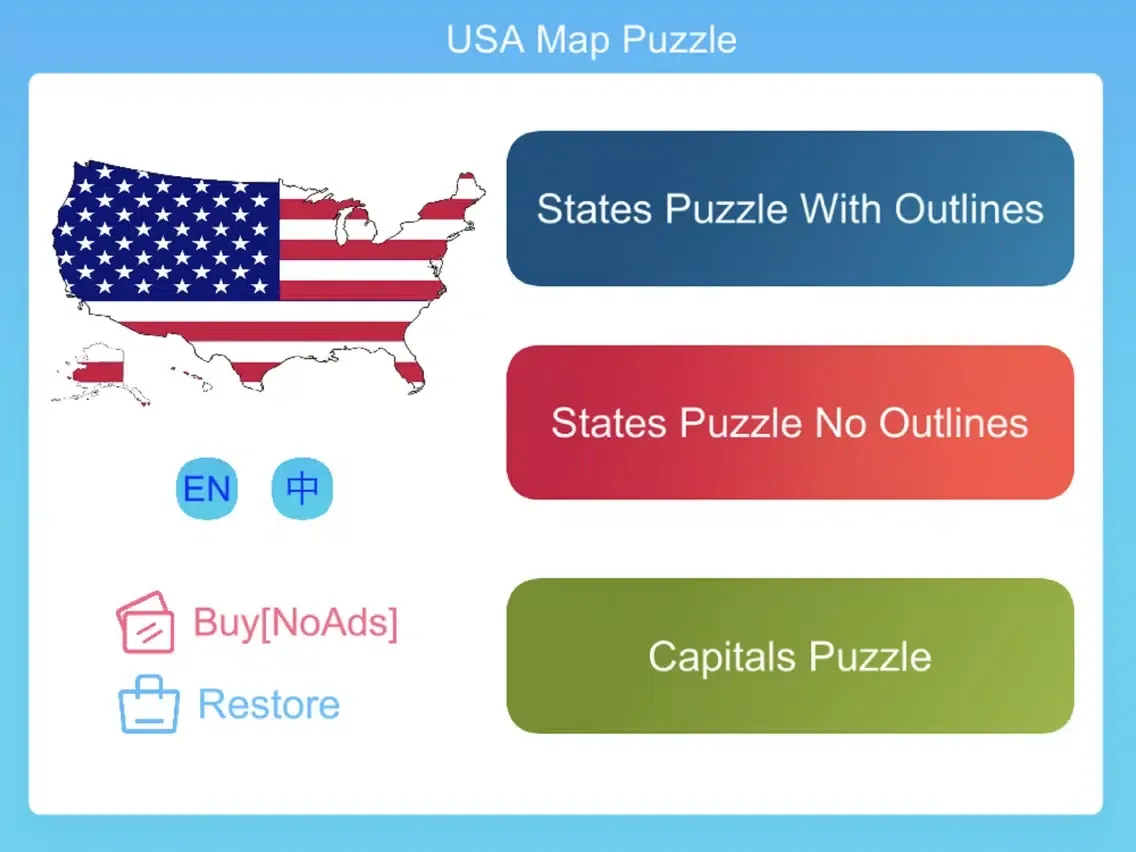Tangkapan skrin USA Map Puzzle Game iPad 