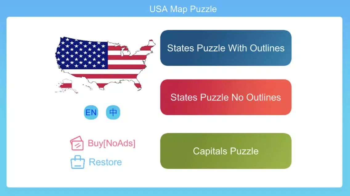 Tangkapan skrin USA Map Puzzle Game