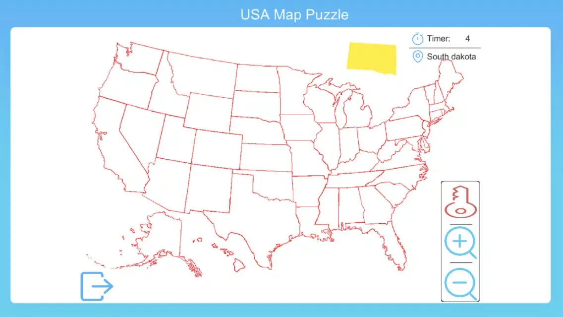 Tangkapan skrin USA Map Puzzle Game