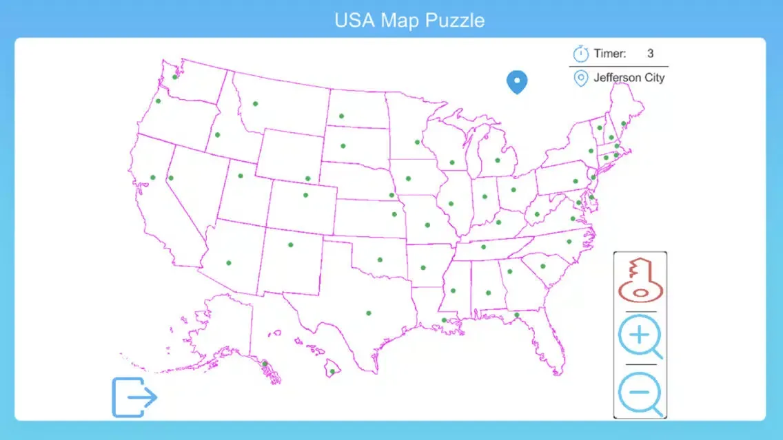Tangkapan skrin USA Map Puzzle Game