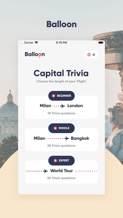 Zrzuty ekranu Balloon Game - Capital Quiz
