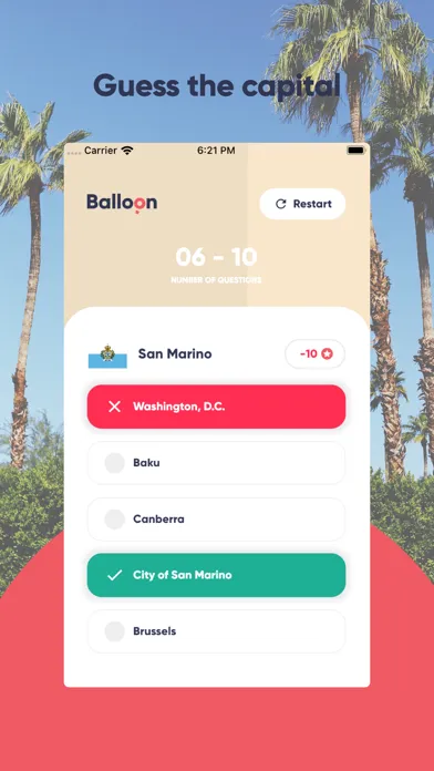 Zrzuty ekranu Balloon Game - Capital Quiz