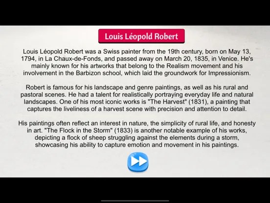 Capturas de tela do Louis Léopold Robert iPad 