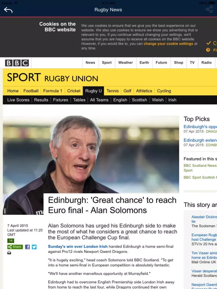Rugby News- Live Rugby sport, scores, informations and schedules iPad  سکرین شاٹس