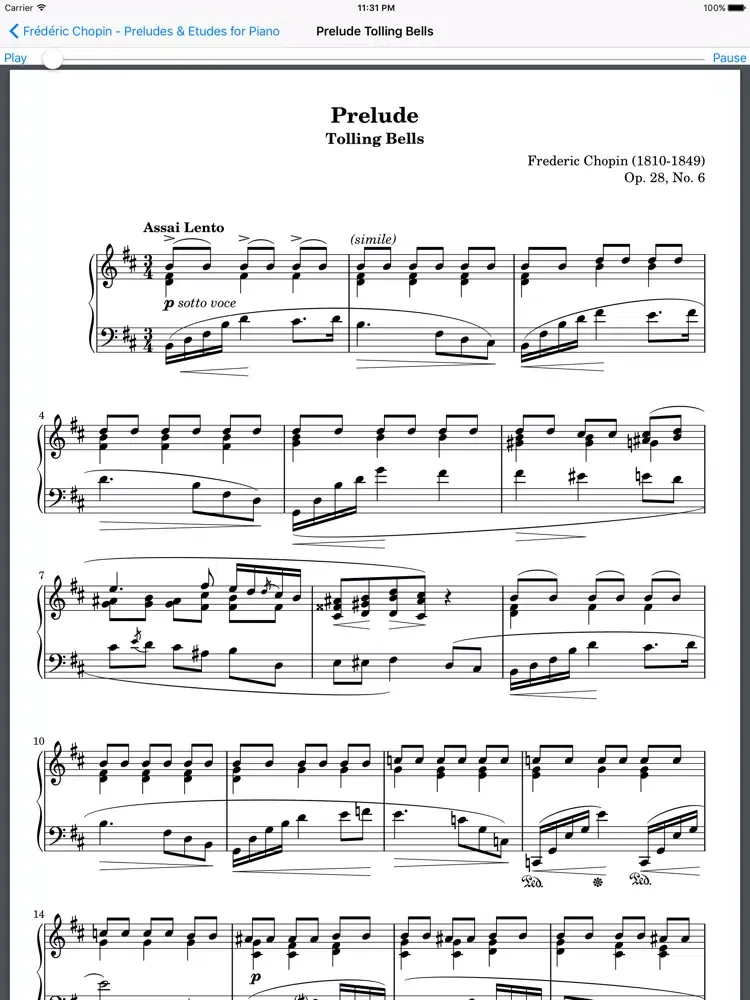 Ảnh chụp màn hình của Frederic Chopin - Preludes & Etudes for Piano FREE iPad 