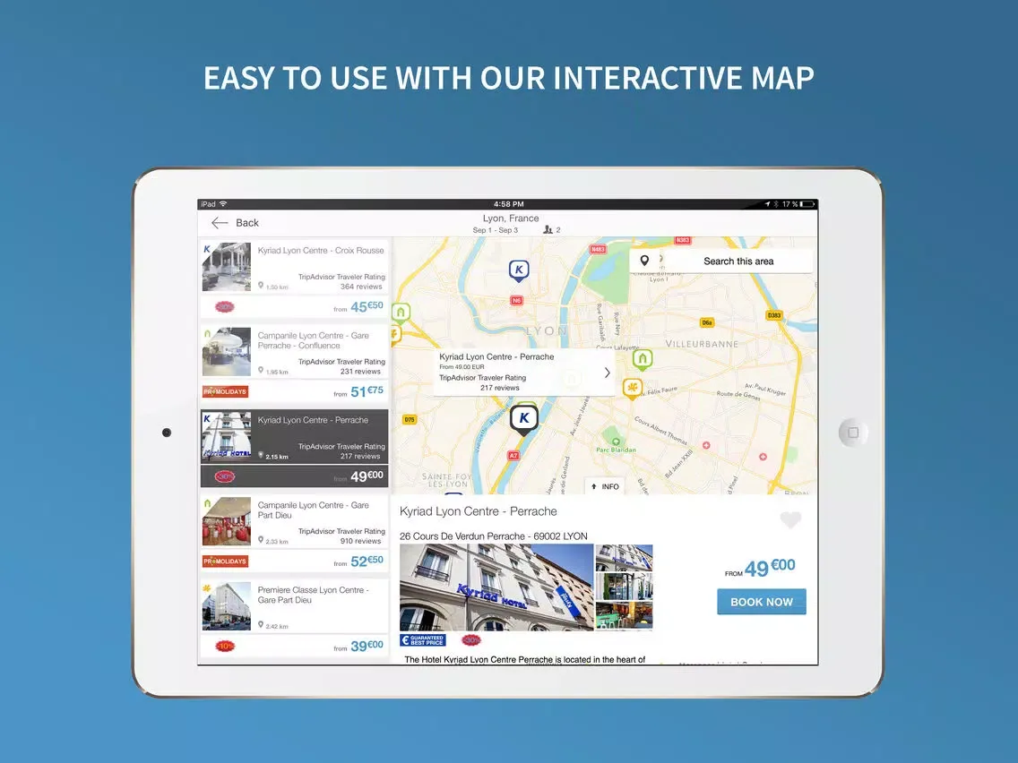 Kyriad - hotel booking iPad  スクリーンショット