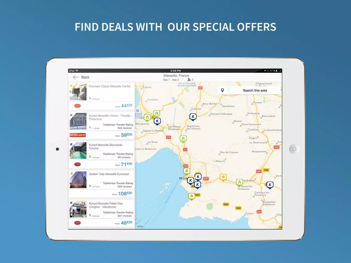Kyriad - hotel booking iPad  スクリーンショット
