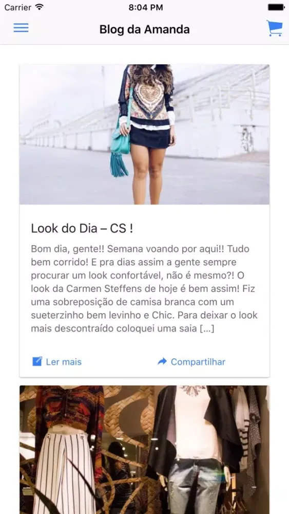 Capturas de tela do Blog da Amanda Coutinho