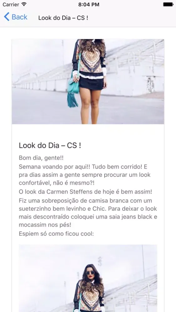 Capturas de tela do Blog da Amanda Coutinho