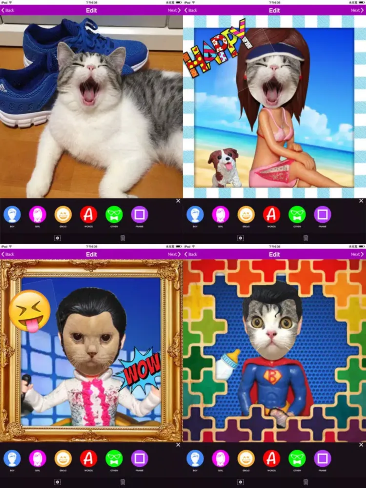 Capturas de pantalla de Bobblehead - Emoji Fun Stickers, Photo Frames Borders, Face Swap Mask iPad 