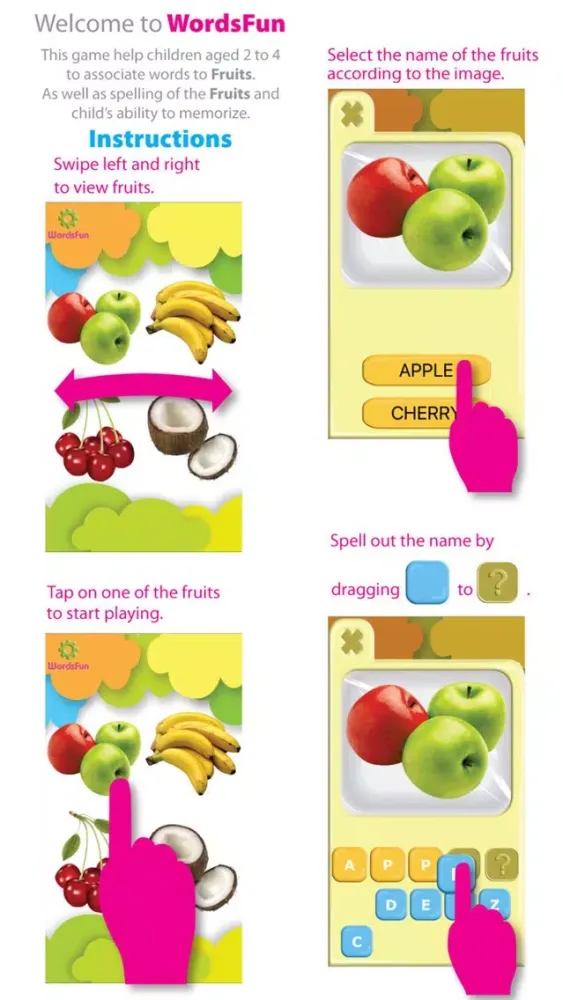 Скриншоты WordsFun - Fruits Words Match