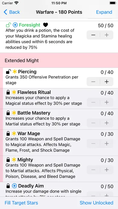 ESO Champion Point Calculator Ekran Görüntüleri