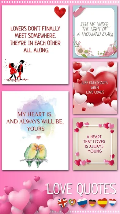 Capturas de tela do Romantic Love Quotes .