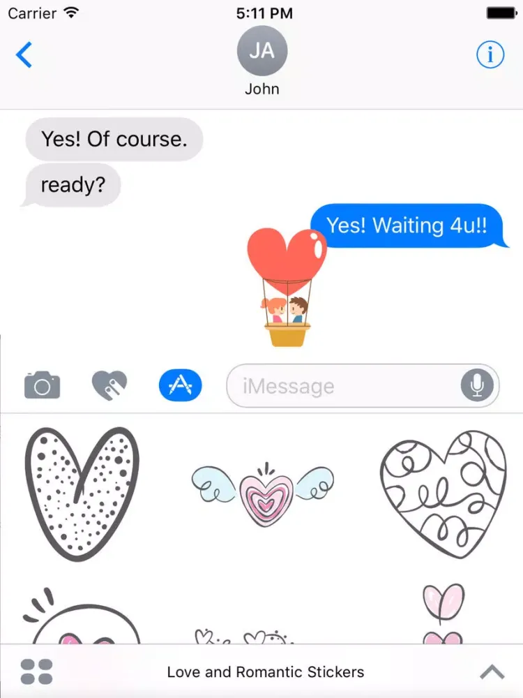 Capturas de tela do Love and Romantic Stickers iPad 