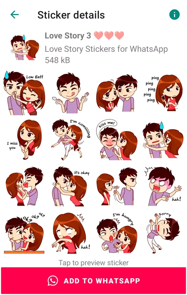 Capturas de pantalla de Love Story Stickers