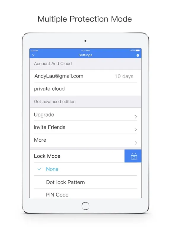 Capturas de tela do Secret Safe Lock Vault Manager iPad 