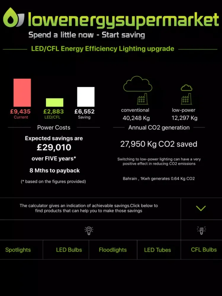 Capturas de pantalla de Lighting Energy Saving Calc iPad 