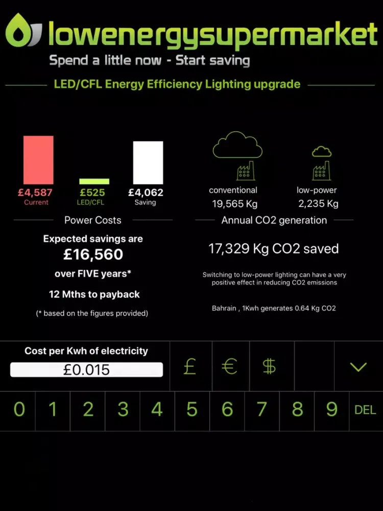 Capturas de pantalla de Lighting Energy Saving Calc iPad 