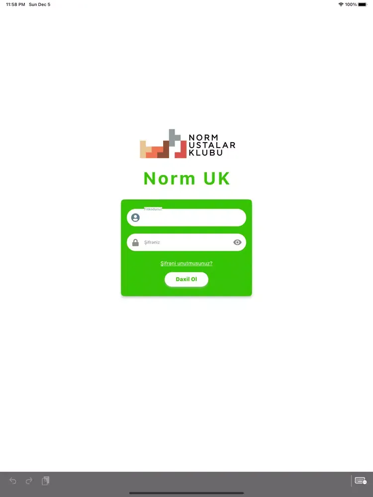 Tangkapan skrin Norm Ustalar Klubu iPad 