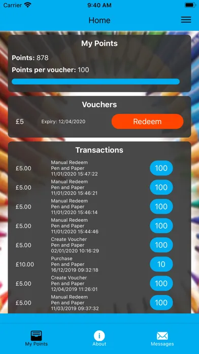Captures d'écran de Pen and Paper Loyalty Card
