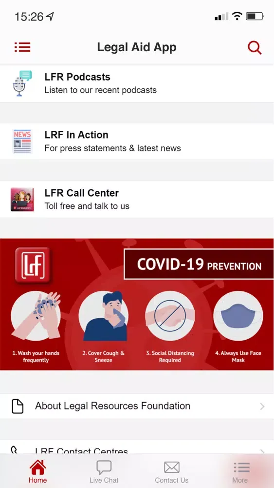 Скриншоты LRF Legal Aid App