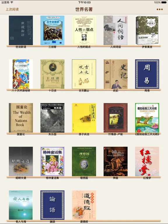 Capturas de tela do 世界名著-经典合集 iPad 
