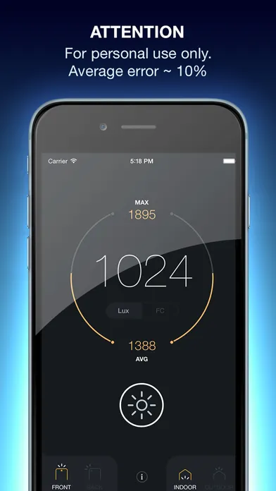 Ảnh chụp màn hình của Lux Light Meter Pro