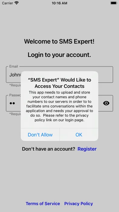 Tangkapan layar SMS Expert