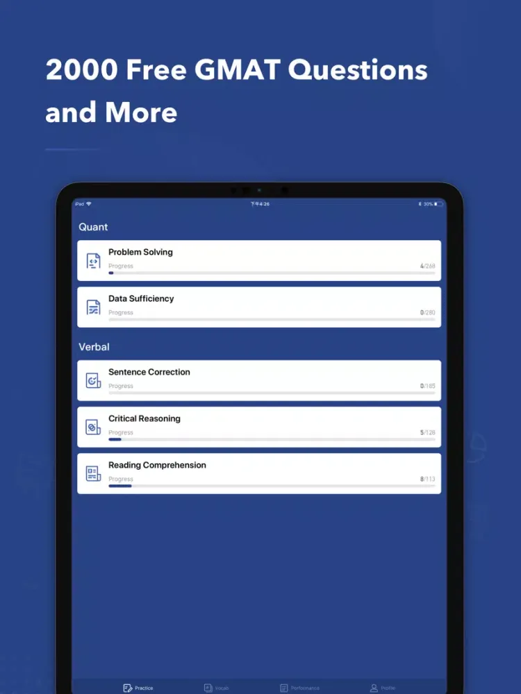 Tangkapan skrin GMAT Prep by Ready4 iPad 