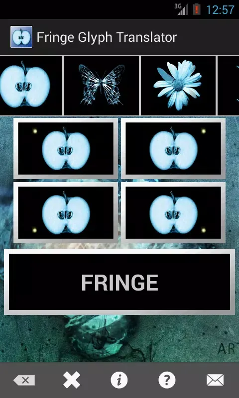 Zrzuty ekranu Fringe Glyph Translator