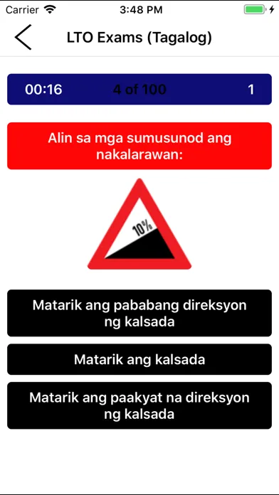 Tangkapan skrin LTO Driver's License Exam Test