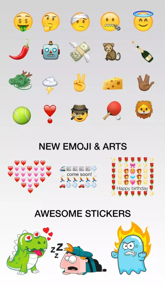 Screenshot di Emoji Search Keyboard - Find new emojis & emoticons, fun cute Stickers and Art Combos