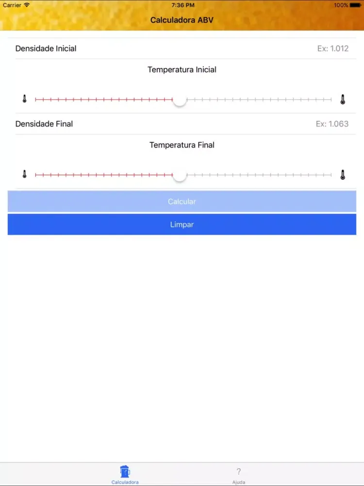 ภาพหน้าจอของ Calculadora ABV Cervejeiro iPad 
