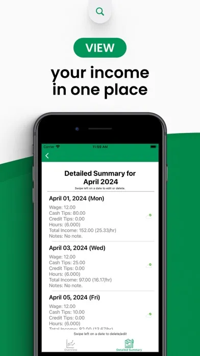 TipTracker - track your income سکرین شاٹس