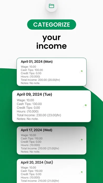 TipTracker - track your income سکرین شاٹس