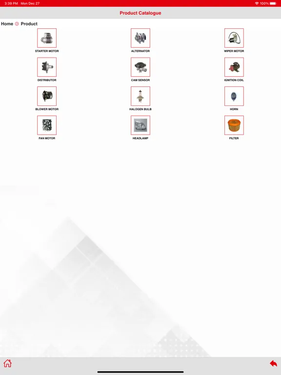 Capturas de tela do Lucas TVS Product Catalogue iPad 