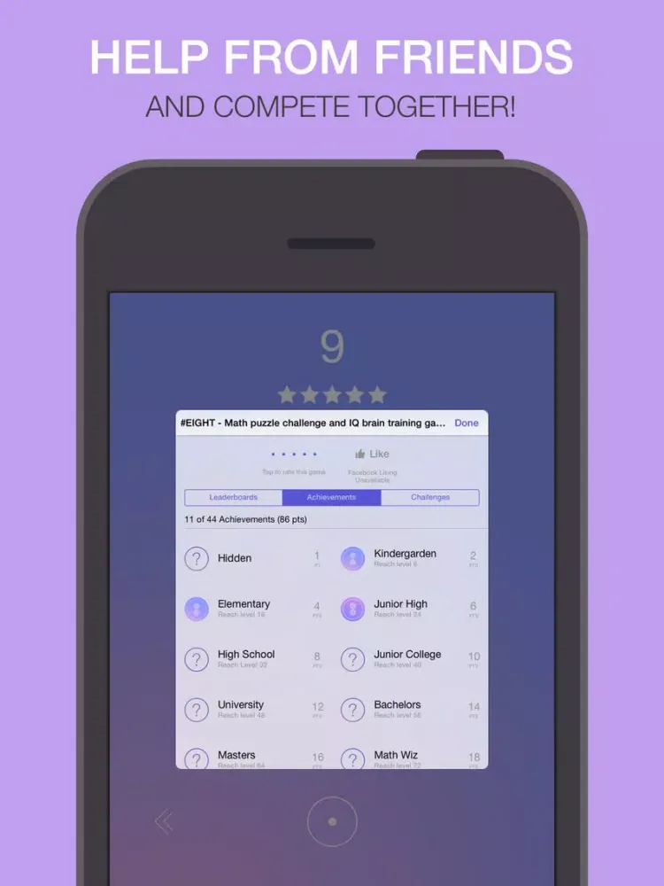#EIGHT - Math puzzle challenge and IQ brain training game! iPad  Screenshots